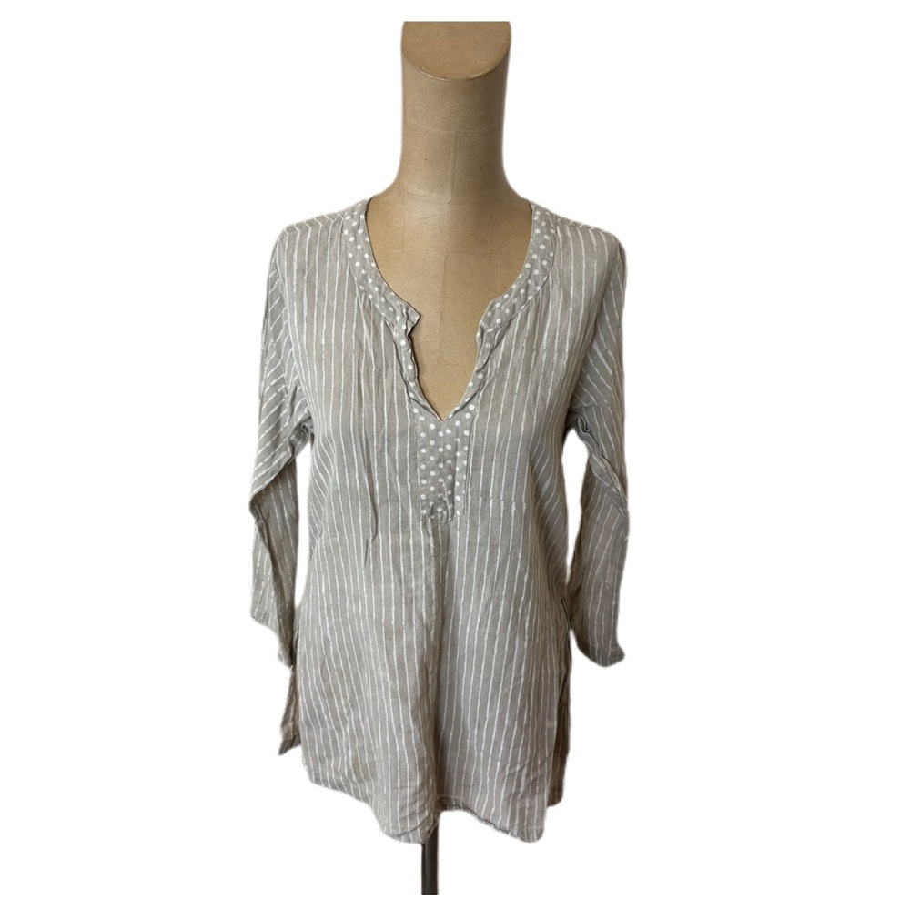 Asha Gray Cotton Tunic Top Made in India Size Small